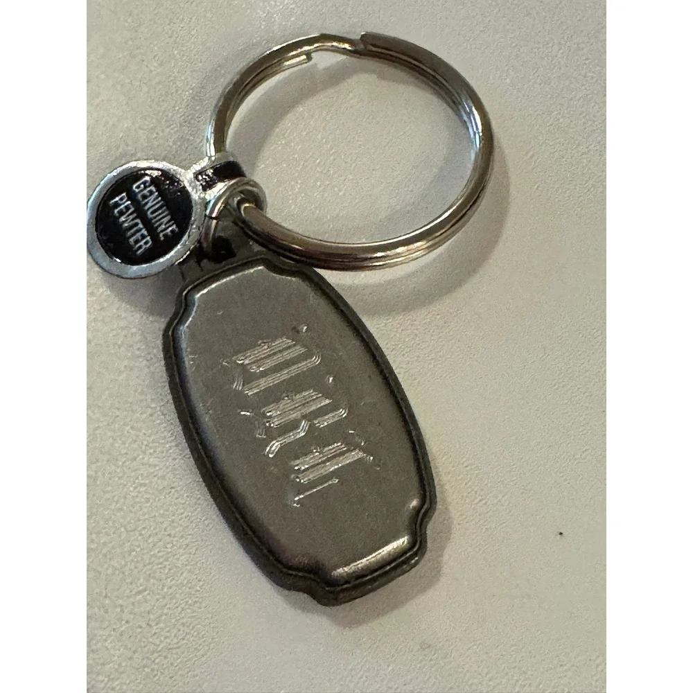 Vintage Genuine‎ Pewter DRL Monogram Keychain Key Ring